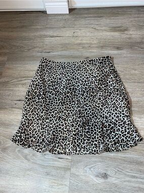 Suzy Shier Leopard Print Mini Skirt in Brown & Cream
